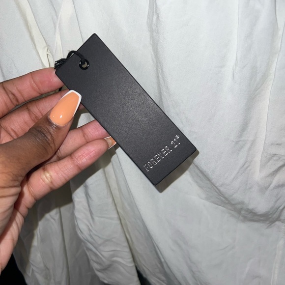 Forever 21 Linen Woven Blouse, cream/ivory color, size Large - Picture 3 of 4